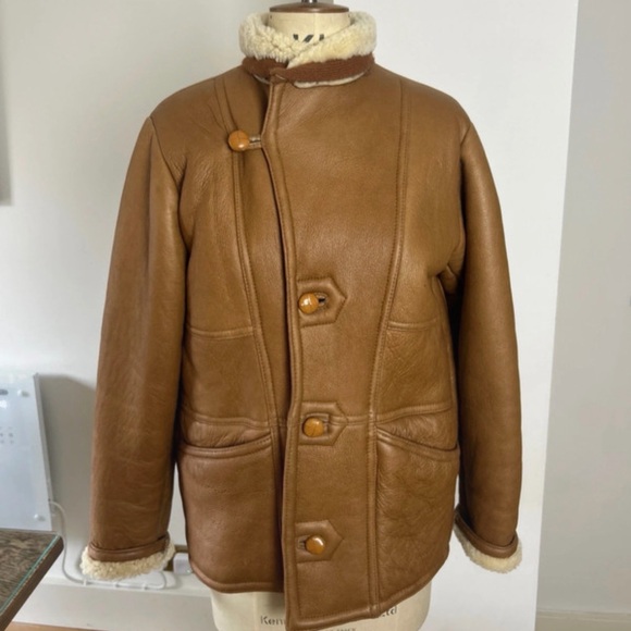 100% Genuine Lambskin Shearling Vintage Bomber Jacket - Picture 9 of 9